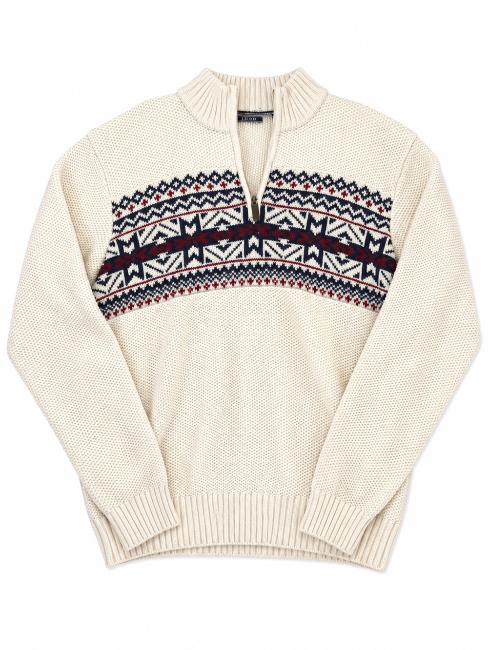 IZOD Men's Cream Quater-Zip Knit Sweater